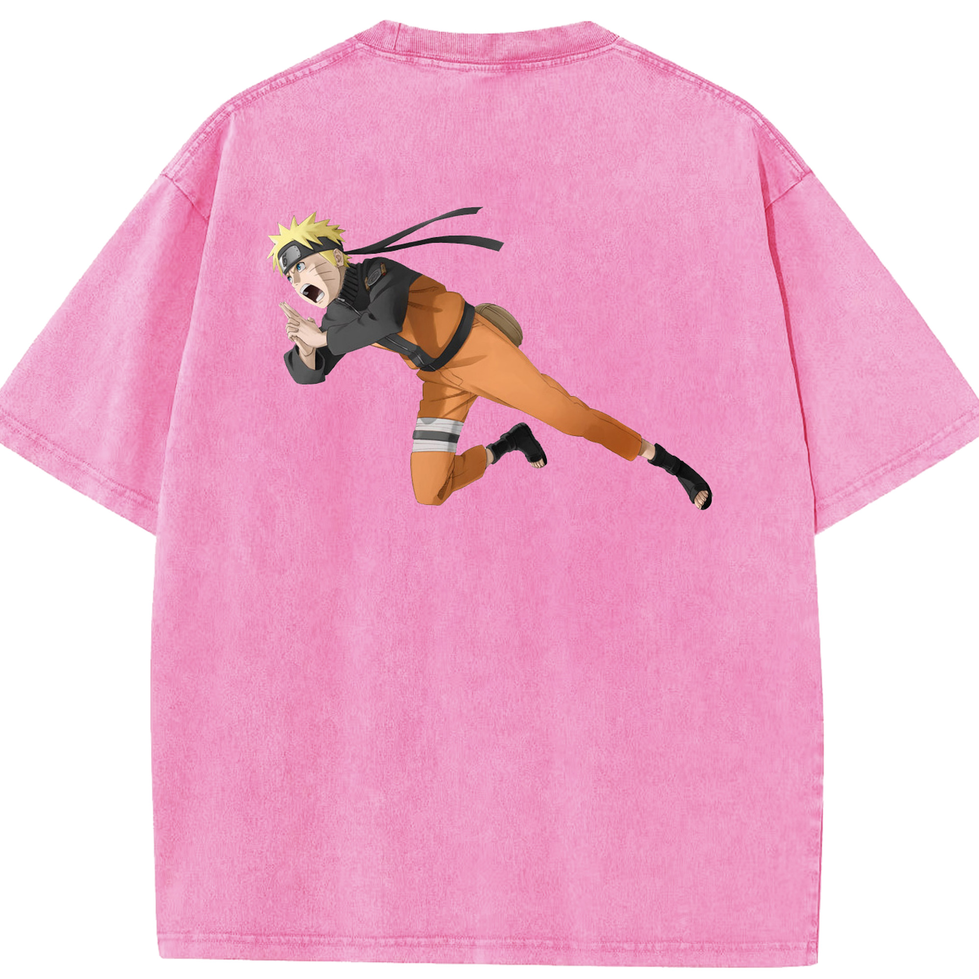 （画像用） NARUTO -ナルト- うずまき ナルト Uzumaki Naruto 綿100% ヴィンテージ風 半袖Tシャツ（背面プリント）